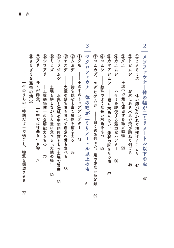 「はたらく土の虫」目次